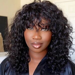 NIB - GORGIUS Brand Boho Curly Bang Wig 14”